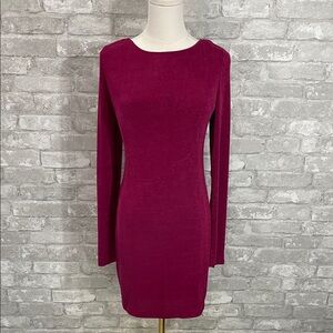 MABLE Long Sleeve Fuchsia Dress with open Back
